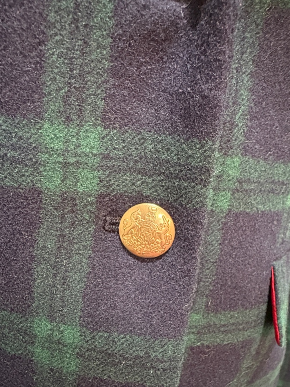 J Crew sz 4 wool green and blue plaid blazer with gold crested buttons - Picture 2 of 11